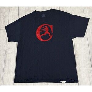 Champion Running Man Graphic T Shirt Big C Logo Size XL Black Rare Design Defect